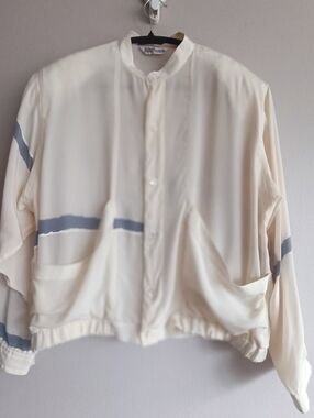Rare Vintage PANCALDI & B SPORT Italian Silk Bomber Jacket Size L Sport Tennis